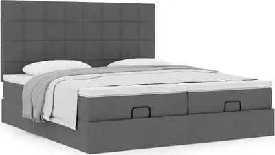 Obrázok produktu pre Osmanský rám postele s matracmi tmavosivá 160x200 cm látka