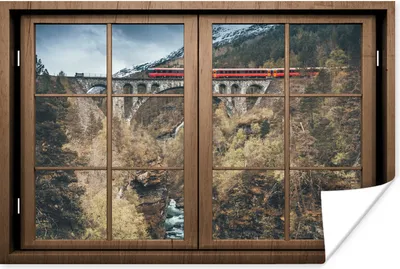 Produktbild von MuchoWow® Poster Aussicht - Zug - Berg 120x80 cm - Bilder