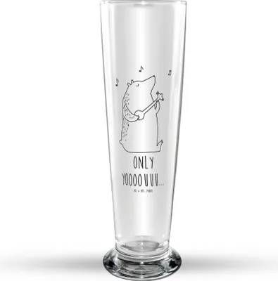 Produktbild von Mr. & Mrs. Panda Bierglas Bär Gitarre - Transparent - Geschenk, Bierbecher, Glasbecher, Bier Glas, Glasbierglas, Trinkglas