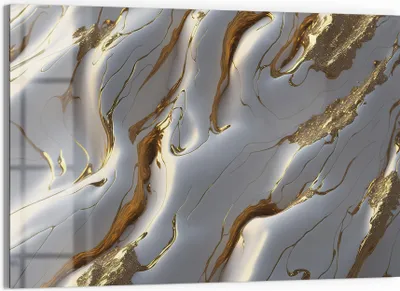 Produktbild von DEQORI Magnettafel Glas 60x40 cm 'Goldene Wellen' beschreibbar Whiteboard Pinnwand Küche