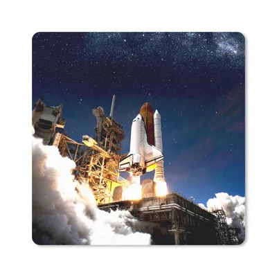 Produktbild von MuchoWow® Mauspad Mousepad Rakete - Wolken - Weltraum 30x30 cm - Mousepads - Maus Mat - Pad - Mausunterlage - Gaming