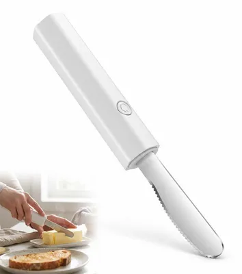Produktbild von Elektrisches Buttermesser, beheiztes Buttermesser zum Schneiden und Streichen, weiß, für Butter und Brotaufstriche