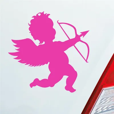 Produktbild von Auto Aufkleber Amor Liebesbote Liebe Love Glück Vale 10x10 cm Pink Sticker Heckscheibenaufkleber