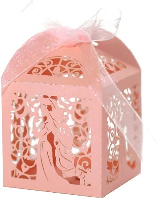 Produktbild von 50x Mini Geschenk-Boxen Für Geburtstag Hochzeit Party, Lange Haare Mädchen Bräute Gunst Band Süßigkeiten Boxen Geschenk-Box Tischdekorationen