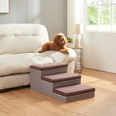 Produktbild von Hunde-Treppe für Kleine Hunde 3-Stufen Klappbar – Laufsteg für Bett und Sofa