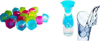 Produktbild von Wiederverwendbare Eiswürfel in tollen Farben, Party-Eiswürfel zum Kühlen von Getränken plus Wasserkaraffe mit Deckel