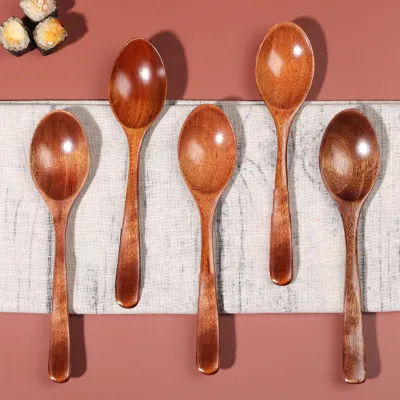 Produktbild von Suppenlöffel Anti-Slid-Griff glattes Holz mit langem Griff stabiler Suppe Scoop für Küche