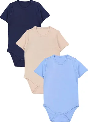 Produktbild von TupTam Kinder Unisex Kurzarm Body Baumwolle 3er Set , Farbe: Beige / Dunkelblau / Jeansblau, Größe: 104