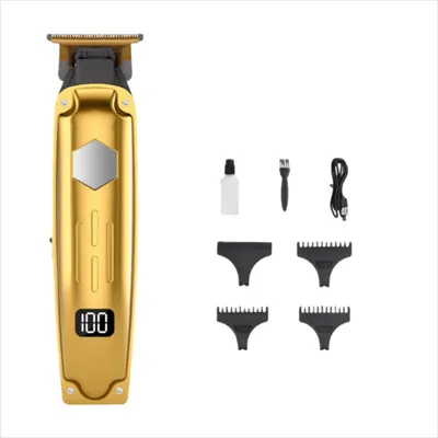 Produktbild von INF Professionelle Haarschneidemaschine für Herren - Akku-Haartrimmer mit Digitalanzeige Gold