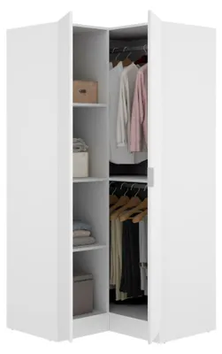 Produktbild von Kleiderschrank Dcipo, Eckschrank für Schlafzimmer, Eckschrank mit 2 Flügeltüren, 91x93h184 cm, Weiß
