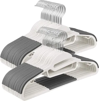 Imagen del producto de Juego de 50 perchas Kleerhangers: plástico, antideslizantes, con abertura en forma de U, que ahorran espacio y con gancho metálico giratorio