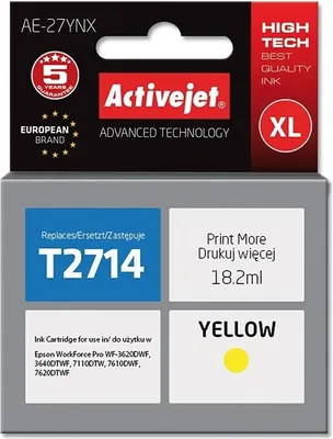 Produktbild von Activejet AE-27YNX Tintenpatrone (Ersatz für Epson 27XL T2714; Höchste; 18ml; gelb)