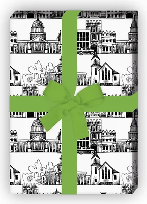 Produktbild von Architekten Geschenkpapier mit Gebäude Zeichnungen, schwarz weiß - G8679, 32 x 48cm