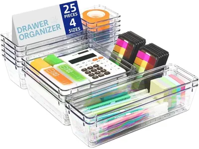 Immagine prodotto di Set di organizer per cassetti, 25 pezzi, diverse dimensioni, impermeabile, in plastica, compatibilità versatile