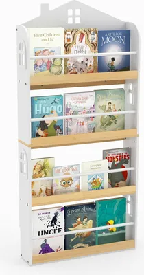 Immagine prodotto di Libreria per bambini a forma di casa, a 4 ripiani, con sicurezza anticaduta