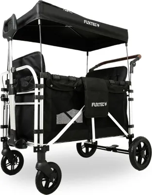 Immagine prodotto di FUXLIFE di FUXTEC, carrello pieghevole per picnic - Premium - FX-CTXL900, 4 posti, nero, con sedili doppi e cinture a 5 punti, ampio spazio interno e tetto, pieghevole
