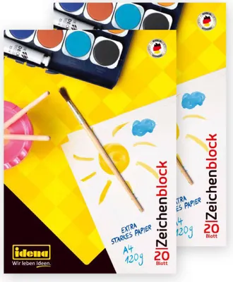 Produktbild von Idena 10387 - Zeichenblock, DIN A4, 20 Blatt, 120 g/m², 1 Stück