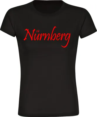 Produktbild von multifanshop Damen T-Shirt - Nürnberg - Schriftzug, schwarz, Größe XXL