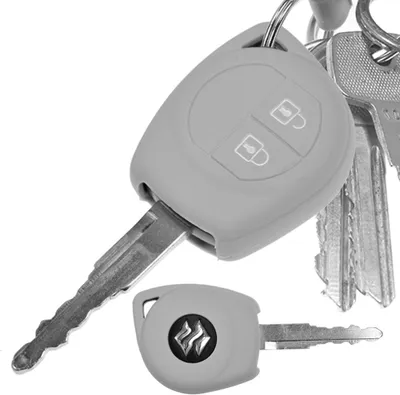 Produktbild von Auto Schlüssel Hülle Silikon Schutz Cover Grau kompatibel mit OPEL Agila B Nissan Pixo Suzuki Alto SX4 Swift Splash 2 Tasten Funk Fernbedienung