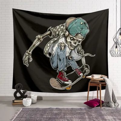 Obrázek produktu pro Tapiserie lebka, meditace kostra tapiserie, čakra tapiserie, hvězda tapiserie, černá a bílá hvězda tapiserie pro pokoj (230 cm x 180 cm, barva 13)