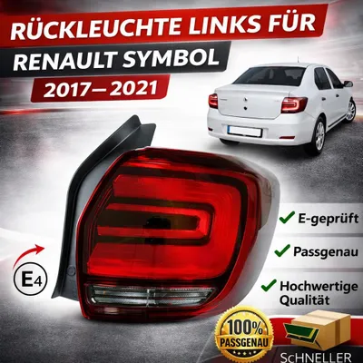 Zdjęcie produktu dla Tylne światło tylne lewe dla Renault Symbol 2017–2021 | Certyfikat E4 | Jakość OEM 265550533R