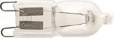 A close-up studio shot of a halogen light bulb.