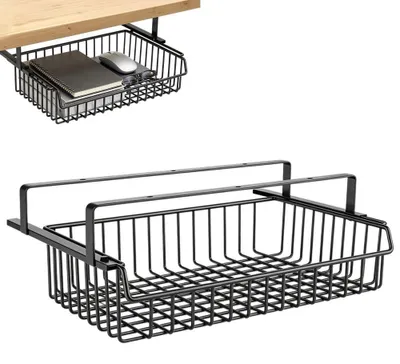 Image de Solidchoice - Organisateur de bureau avec tiroir métallique, couleur noire