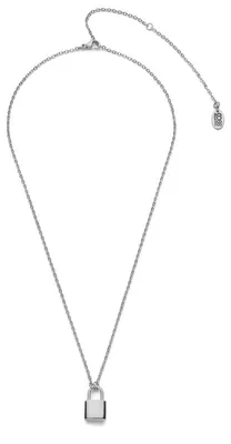 Produktbild von CO88 Collection 8CN-26267 Stahlkette mit Anhänger – Damen – Bügelschloss – 17 x 9 mm – Ankerglieder – 1,6 mm – 38 + 7 cm – Silberfarben