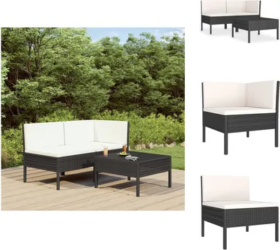 Produktbild von vidaXL 3-tlg. Garten-Lounge-Set mit Auflagen Poly Rattan Schwarz -  Gartenmöbel-Sets