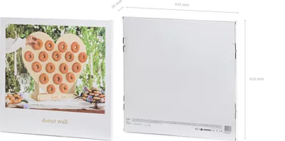 Produktbild von Aufsteller aus Holz 65x59cm Herzform Donuts Ständer mit 18 Haken Natur