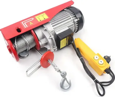 Image de Palan électrique à câble - Treuil - 1300 W - 220 V 50 Hz - Capacité de charge 400/800 kg - Câble Ø 5 mm - IP40 - Rouge