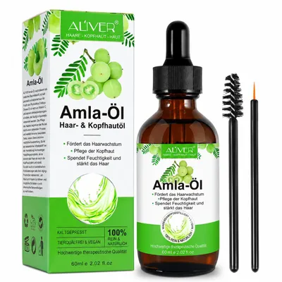 Immagine prodotto di Olio per capelli all’Amla 60ML - Amla Oil spremuto a freddo per cuoio capelluto e capelli, contro la caduta dei capelli, stimola la crescita