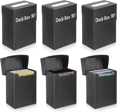 Produktbild von Box für 6 Karten, 73 x 48 x 97 mm, für über 80 Karten, Kartenaustausch und -aufbewahrung, Klappdeckel, für Spielzubehör für Familienpartys (schwarz)