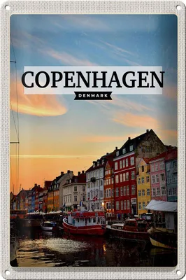 Produktbild von Blechschild Reise 20x30cm Copenhagen Denmark Wasser Schiffe
