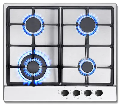 Produktbild von Gaskochfeld - Einbau - 4 Brenner - Erdgas/Propan - Elektrische Zündung - Flammenausfall-Sicherung - Edelstahl - Rot