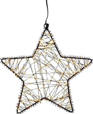 Produktbild von Dekorationsstern aus Metall, 26 cm Durchmesser, mit 200 warmweißen LEDs, für Weihnachtsdekoration
