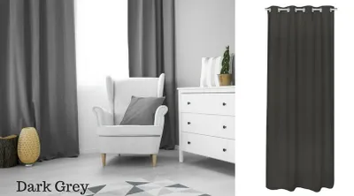 Obrázok produktu pre Tepelná záclona nepriehľadná Oeko-Tex Eyelet Scarf Dark Grey 140x250cm Window Curtain Blackout