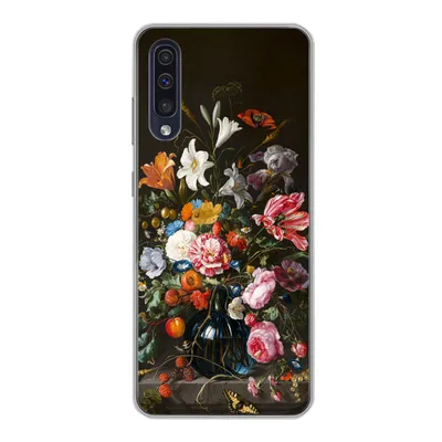 Produktbild von MuchoWow® Handyhülle Schutzhülle Hülle für Samsung Galaxy A30s Vase mit Blumen - Jan Davidsz de Heem - Kunst Silikon Softcase Handy Hülle - Karteninhaber