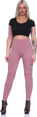 Immagine prodotto di Leggings da donna termici a doppia costina a vita alta per palestra all'aperto, berry/L/XL 40/42