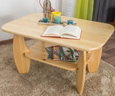 Produktbild von Wohnzimmertisch Kiefer massiv Farbe: Natur 60x110x75 cm