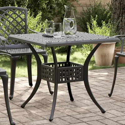 Produktbild von Möbel Gartentisch Schwarz 80x80x75 cm Aluminiumguss - Gartentische 4002812