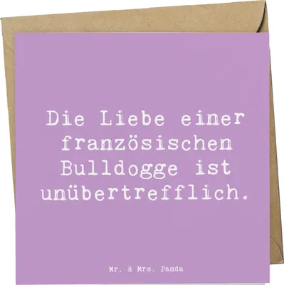 Produktbild von Mr. & Mrs. Panda Grußkarte Spruch Französische Bulldogge Liebe - Lavendeltraum - Geschenk, Hunderassen Vielfalt, Hundeliebhaber, faltkarte, doppelkarte, Treue, Klappkarte