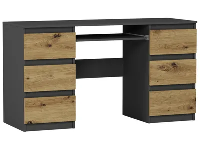 Obrázok produktu pre Počítačový písací stôl 135 cm, 6 zásuviek, FRAMIRE N-32, antracitový mix artisan