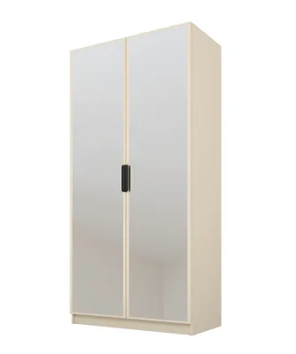 Immagine prodotto di PAWS MOBEL Armadio inclinabile beige 100x52x200 cm, armadio a due ante aperto con specchi, con ripiani e appendini