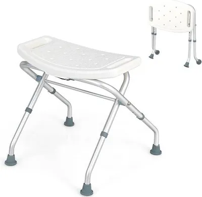 Zdjęcie produktu dla Kabina prysznicowa z podłogą antypoślizgową – regulowana w zakresie 49–52,5 cm, aluminiowa, z podłokietnikami, nośność 150 kg