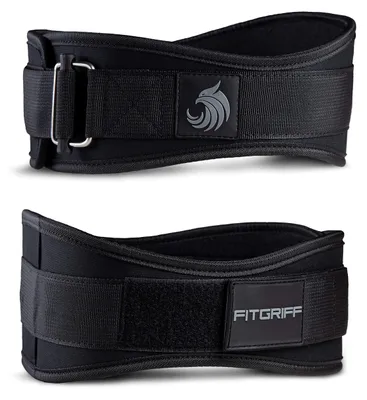 Immagine prodotto di FITGRIFF® Cintura per sollevamento pesi V2 - Cintura per sollevamento pesi da uomo e da donna - Bodybuilding, allenamento della forza, allenamento CrossFit - Cintura da allenamento, cintura per sollevamento pesi, per l'allenamento in palestra (nera, taglia L)
