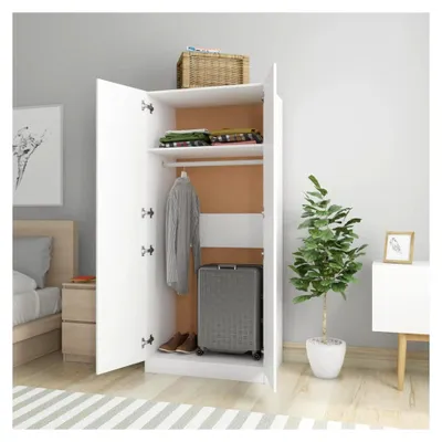 Produktbild von Kleiderschrank Weiß 80x52x180 cm Holzwerkstoff