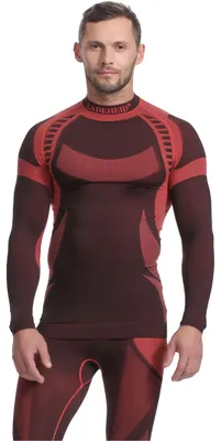 Image de T-shirt technique à manches longues pour homme Ladeheid, thermorégulateur (noir/rouge, XL)