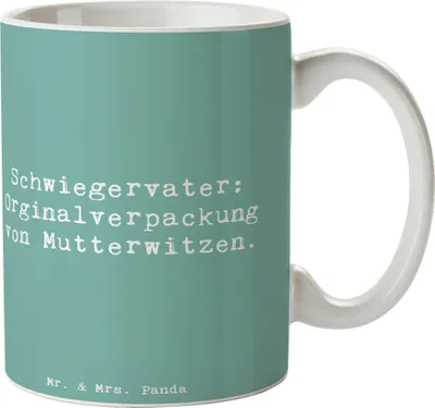 Produktbild von Mr. & Mrs. Panda Kaffeetasse Spruch Schwiegervater Witze - Meeresbrise - Geschenk, Kaffeebecher, Teetasse, Freude, Verwandtschaft, Tasse, Mutterwitze, Familienmitglieder