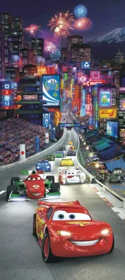 Produktbild von Disney Poster Cars Rot, Lila und Grau - 600752 - 90 x 202 cm